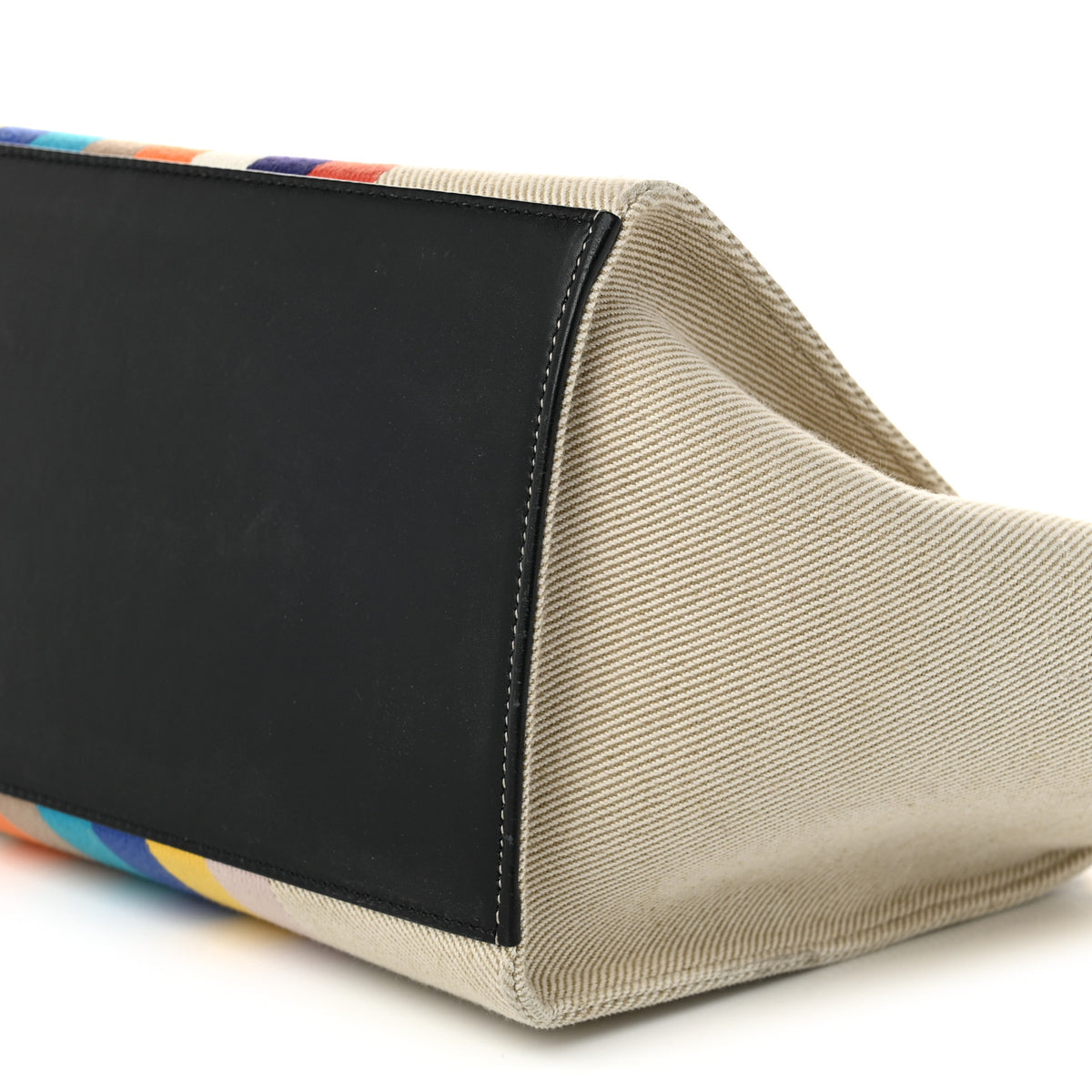 Celine Smooth Calfskin Striped Canvas Small Trapeze Multicolor 9 of 12