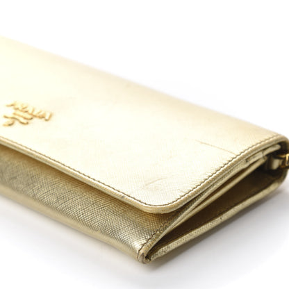 Prada Metallic Saffiano Metal Chain Wallet Platino 8 of 11