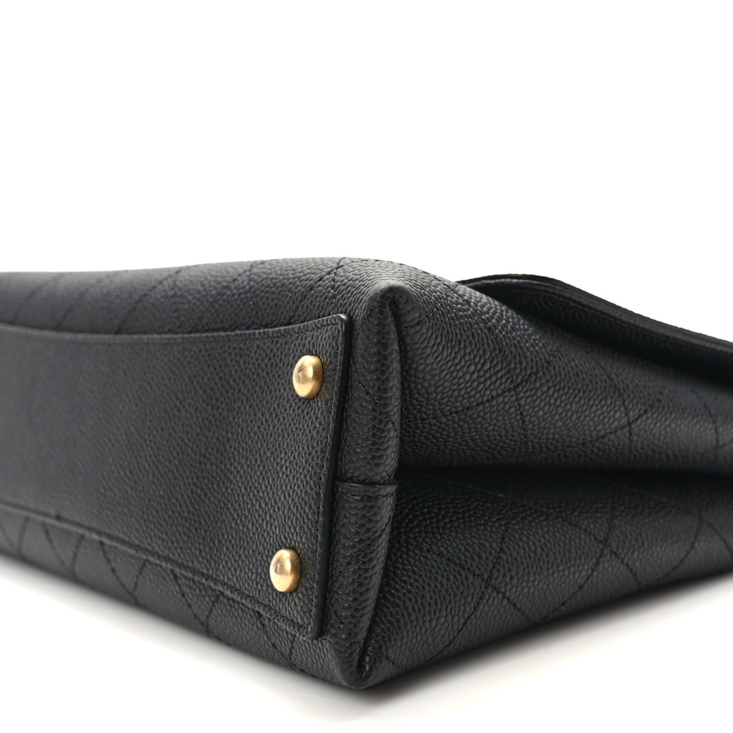 Grained Calfskin Stitched Flap Black