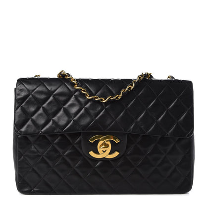 Chanel Lambskin Quilted XL Jumbo Single Flap Black 1 of 8
