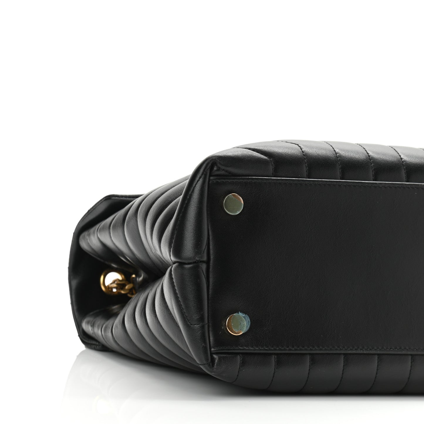 Calfskin Y Quilted Monogram Large Loulou Chain Satchel Black