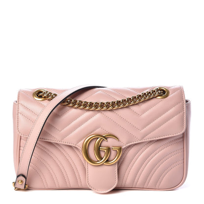 Gucci Calfskin Matelasse Small GG Marmont Shoulder Bag Perfect Pink 1 of 11