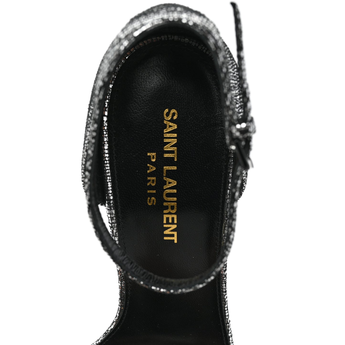 Metallic Calfskin Opyum 110 Sandals 38.5 Argento