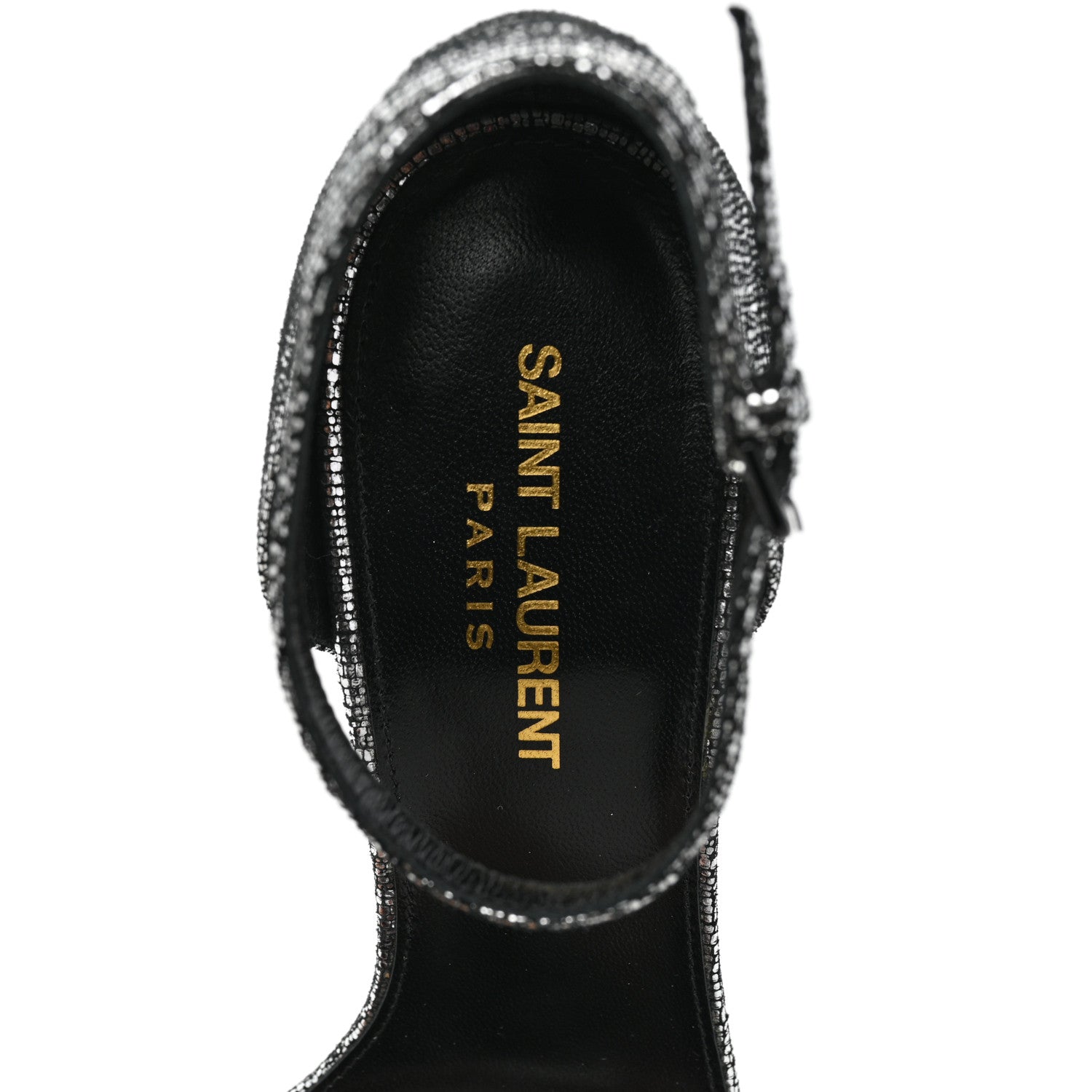 Saint Laurent Metallic Calfskin Opyum 110 Sandals 38.5 Argento 7 of 7