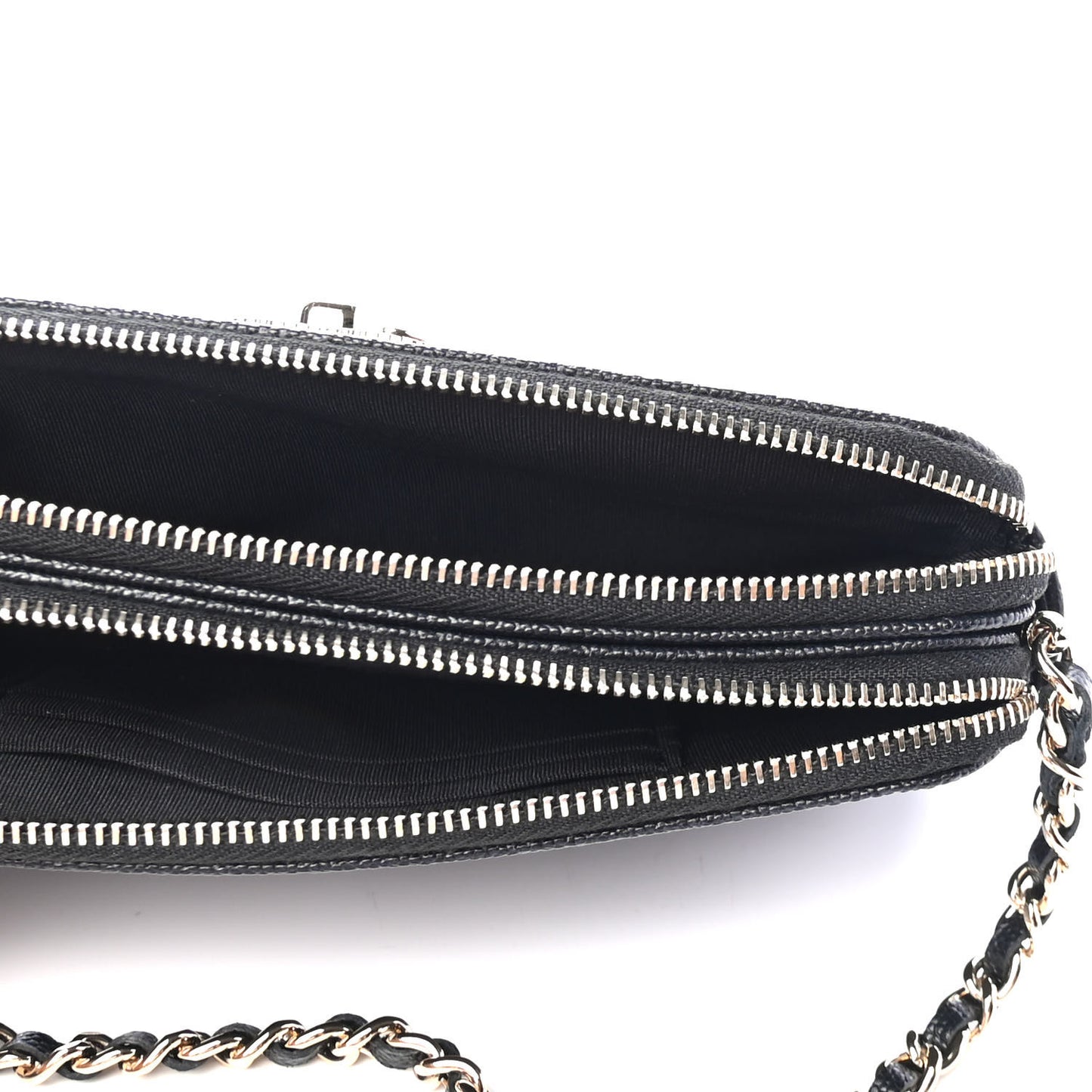Caviar Quilted Small Vintage Mademoiselle Clutch With Chain Black