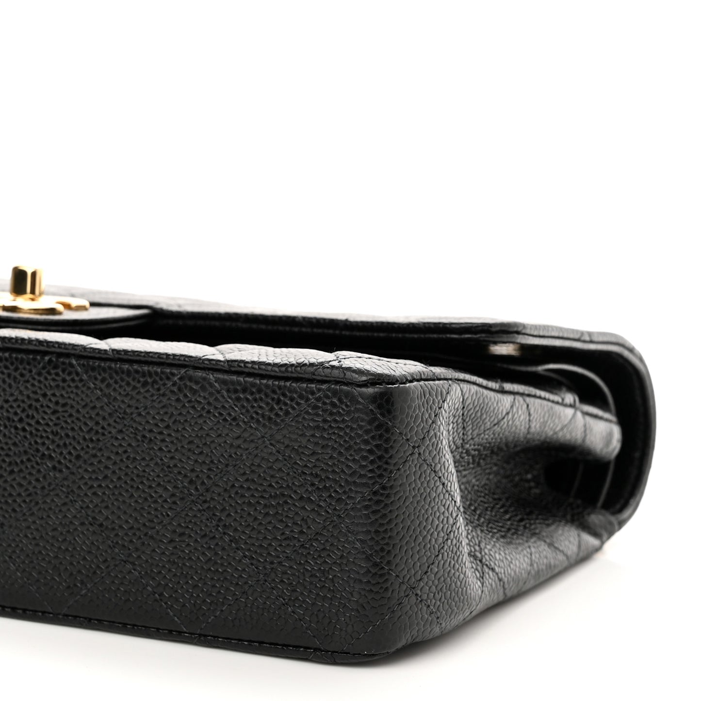 Caviar Quilted Medium Double Flap Black
