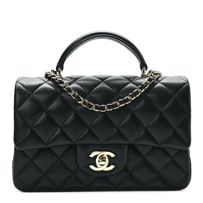Chanel Lambskin Quilted Mini Top Handle Rectangular Flap Black 1 of 10