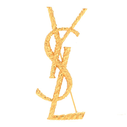 Saint Laurent Brass Cassandre Opyum YSL Twisted Brooch Gold 1 of 3