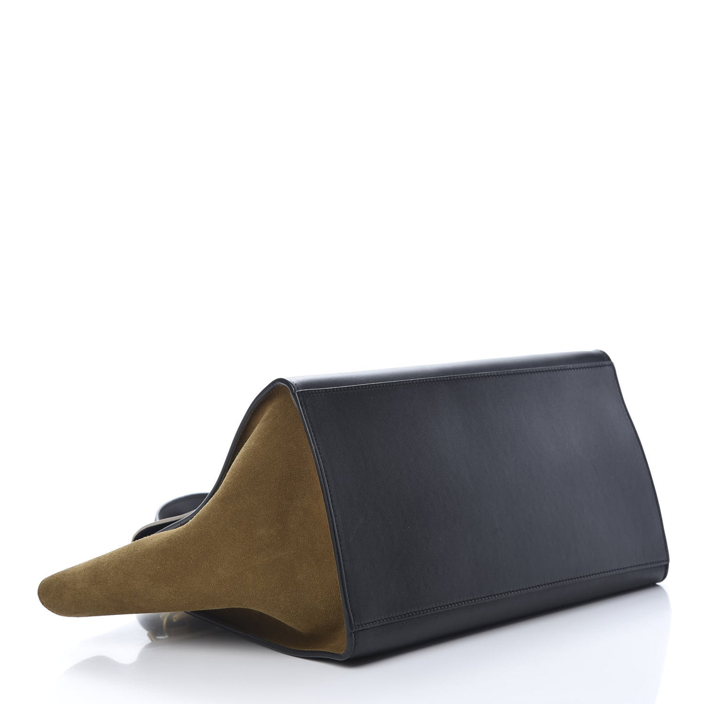 Smooth Calfskin Suede Medium Tri-Color Trapeze Cream Black Brown