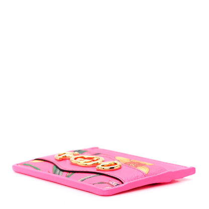 Gucci Calfskin Flora Print Zumi Card Holder Fuxia Fluo 8 of 10