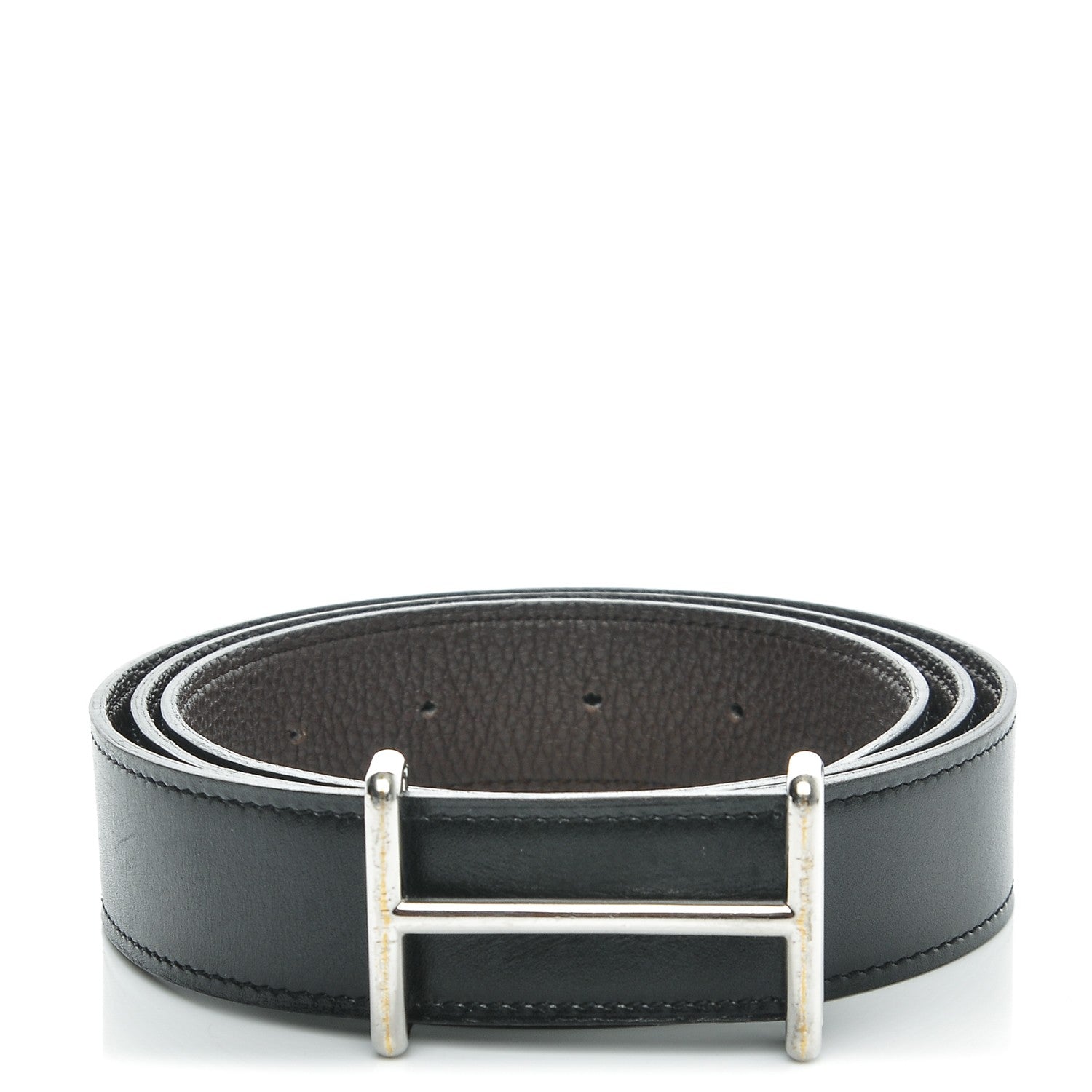 Hermes Box Togo 32mm Idem H Belt 100 Black Chocolate 1 of 8