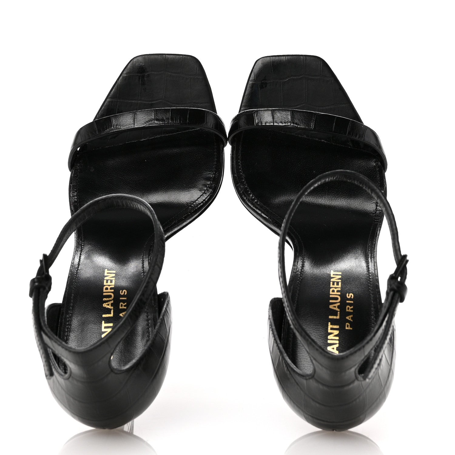 Saint Laurent Calfskin Fake Cocco Opyum 110 Sandals 36 Black 2 of 9