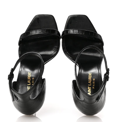 Saint Laurent Calfskin Fake Cocco Opyum 110 Sandals 36 Black 2 of 9
