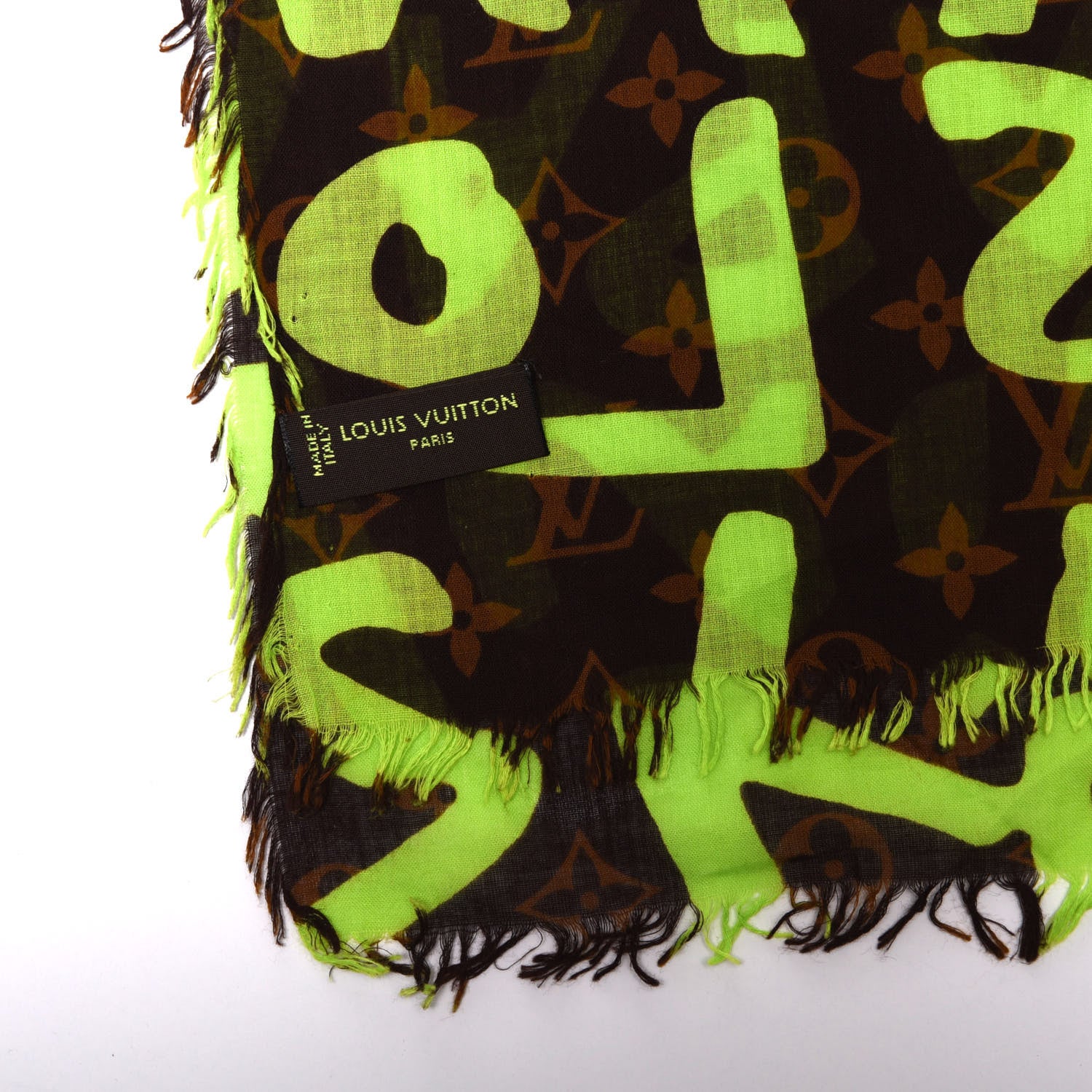 Louis Vuitton Cotton Graffiti Pareo Green 4 of 4