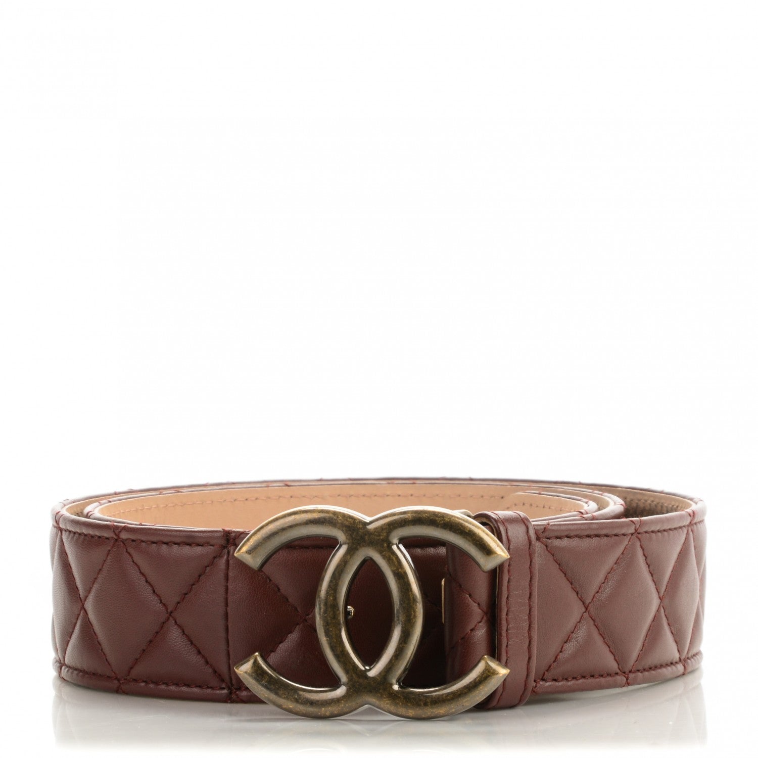 Chanel Lambskin Quilted CC Belt 90 36 Bordeaux 1 of 7