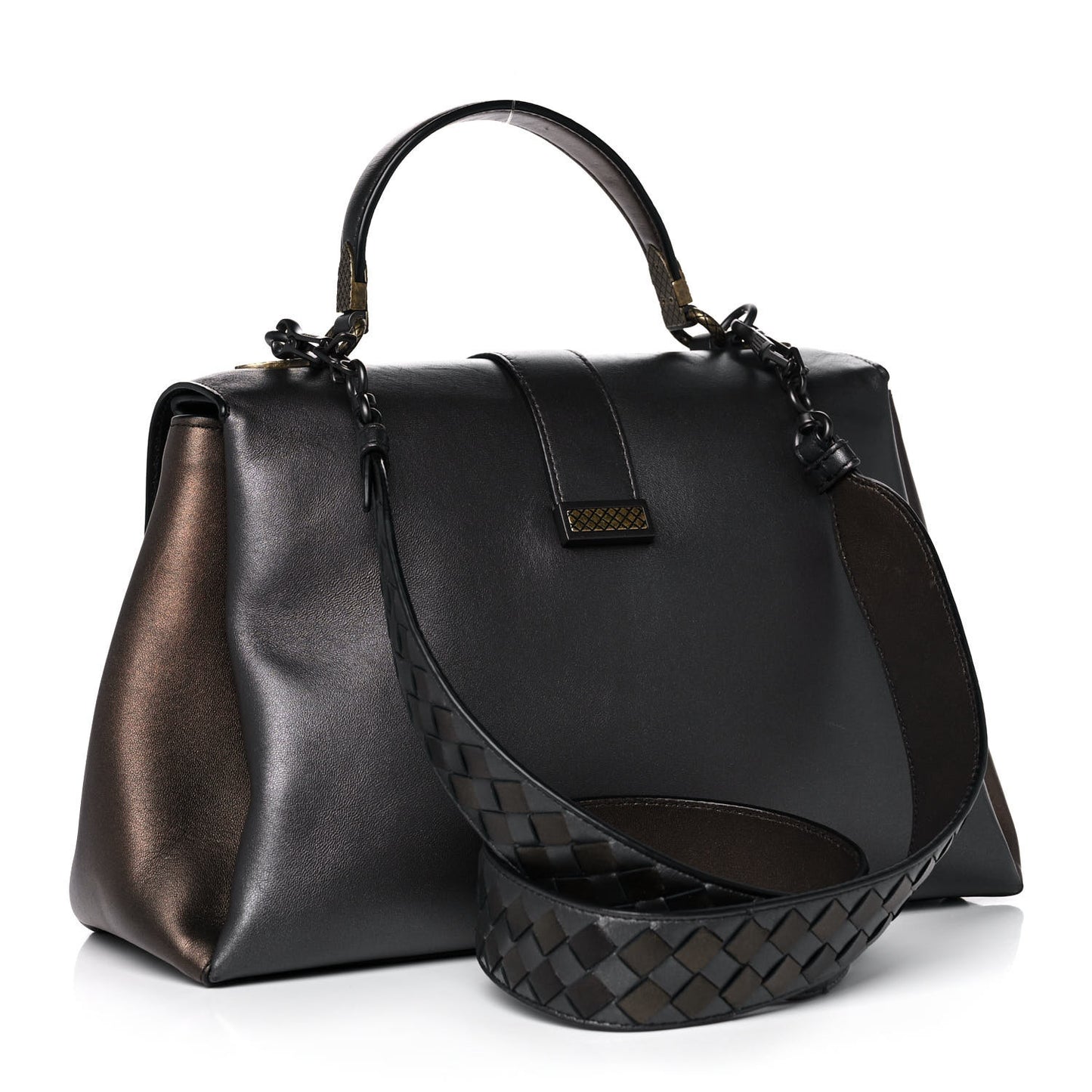 Nappa Medium Piazza Bag Dark Gold Antique Silver