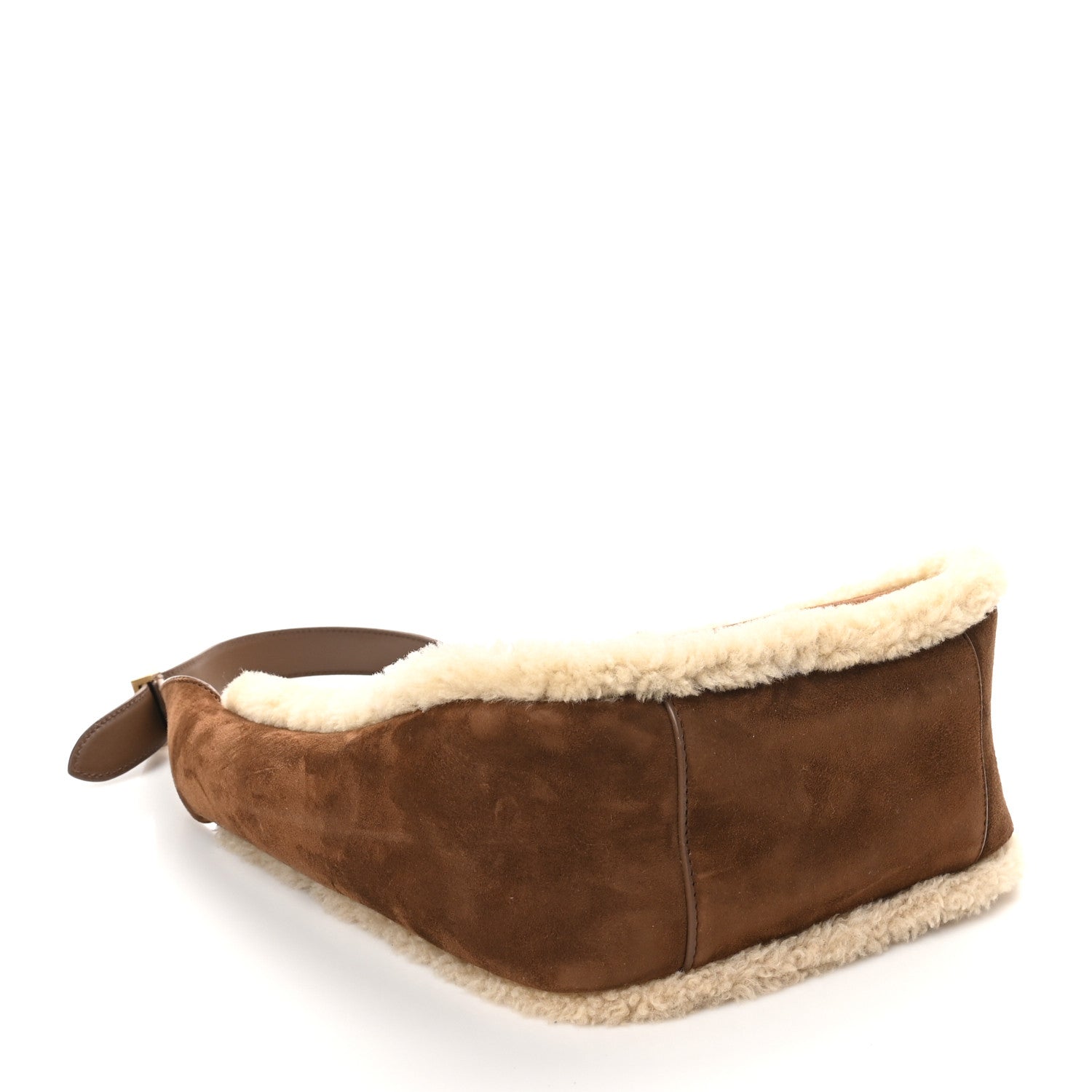 Saint Laurent Suede Shearling Small Le 5 A 7 Soft Hobo  Dark Sigaro Natural Beige 4 of 10