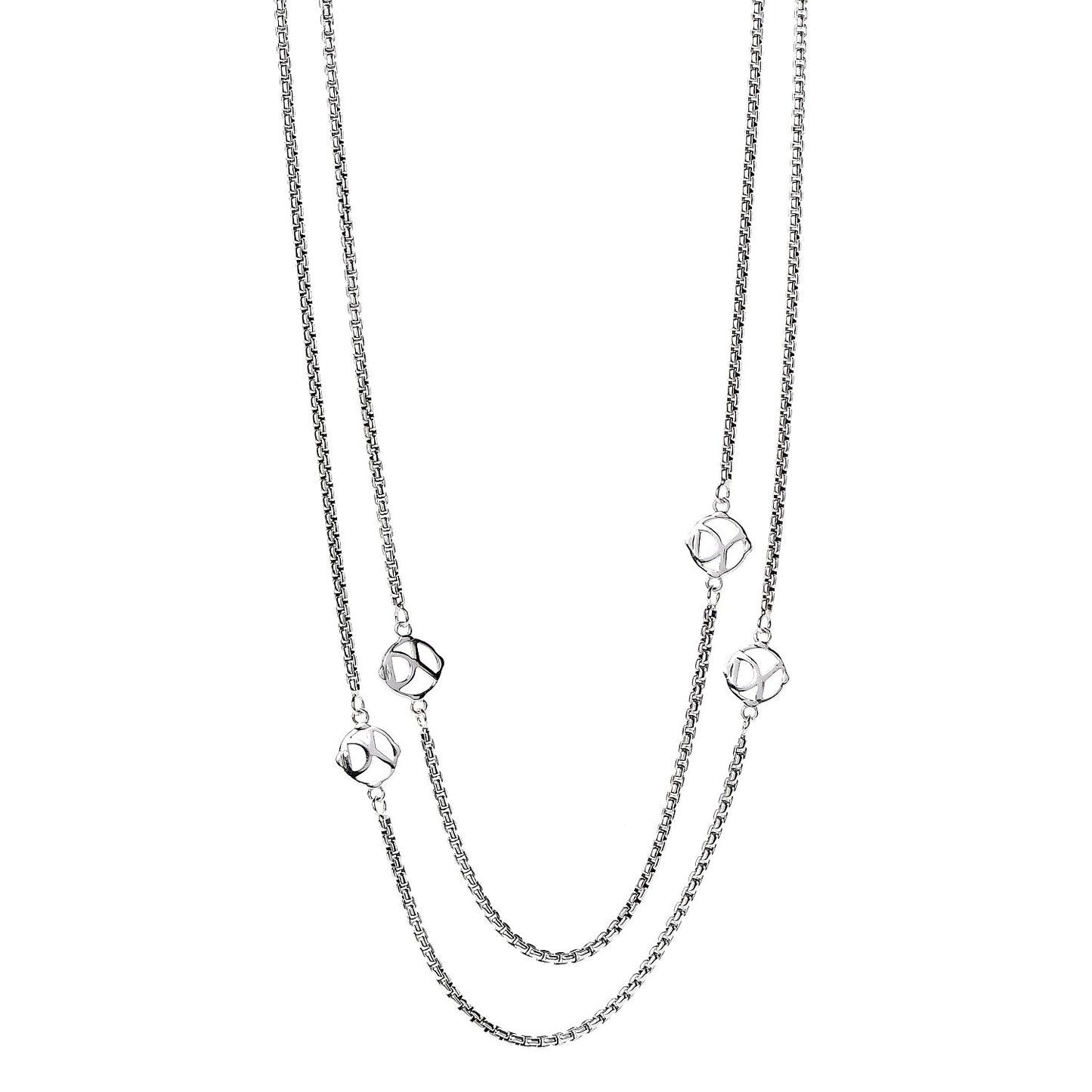 Sterling Silver Logo Station Necklace 46"
