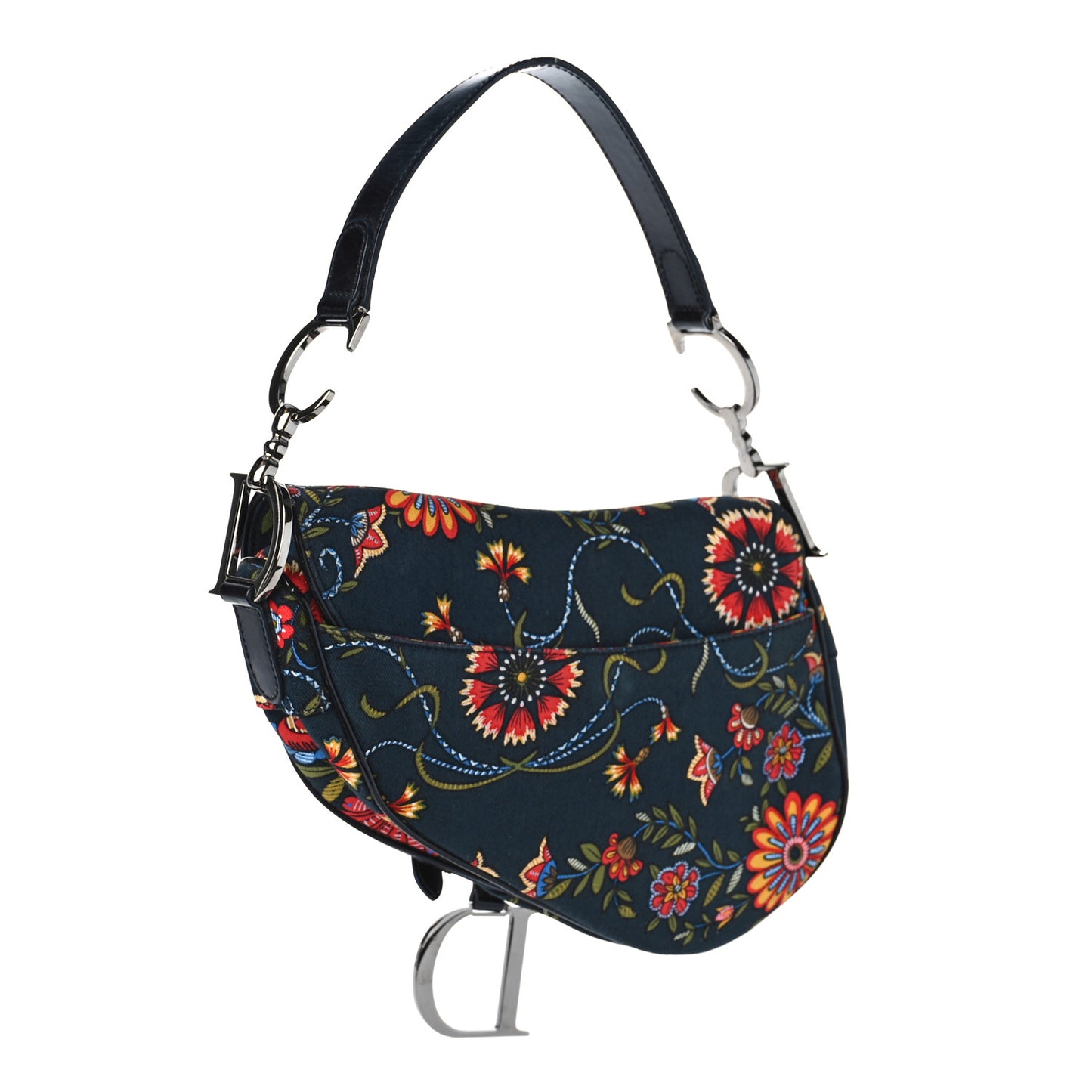 Canvas Floral Saddle Bag Black