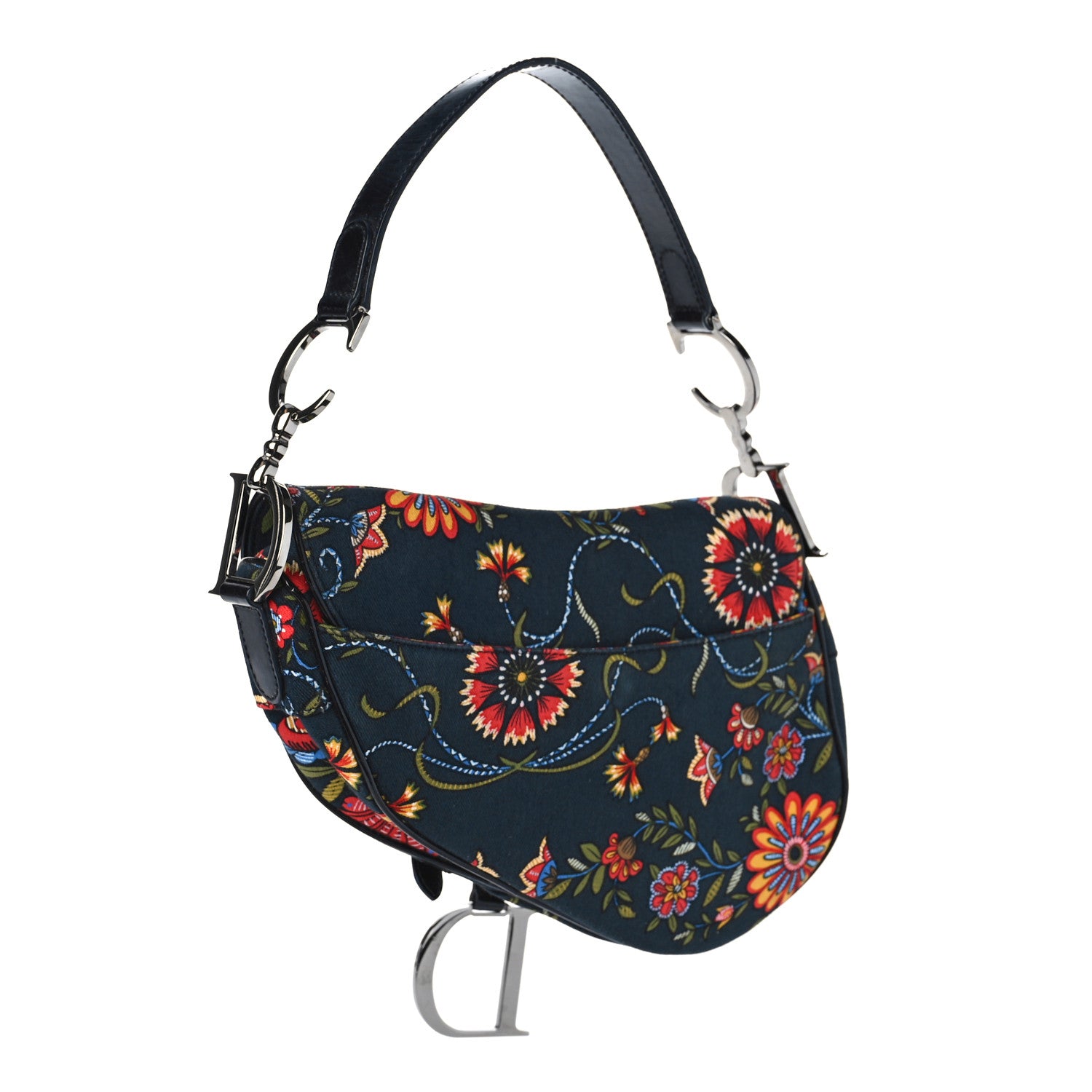 Christian Dior Canvas Floral Saddle Bag Black 3 of 11
