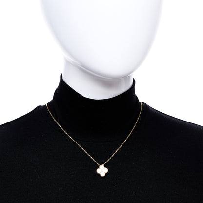 Van Cleef & Arpels 18K Rose Gold Diamond Mother of Pearl Vintage Alhambra Pendant Necklace 2 of 7