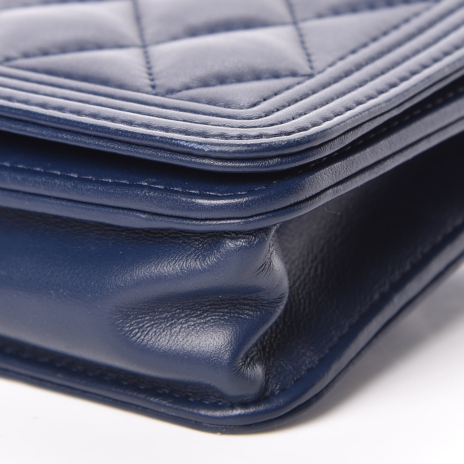 Chanel Lambskin Quilted Boy Wallet On Chain WOC Navy Blue 11 of 12