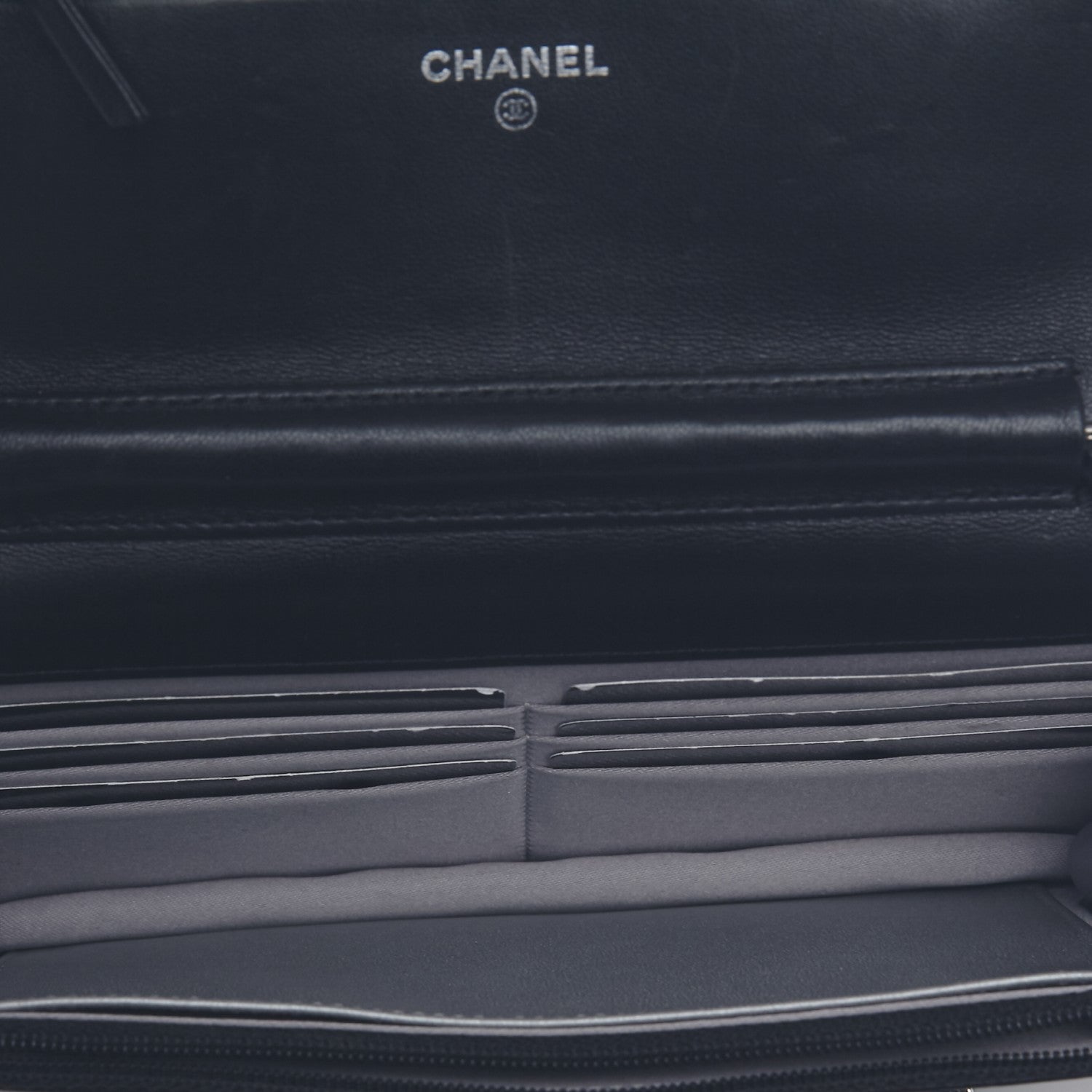 Chanel Lambskin Camellia Embossed Wallet On Chain WOC Black 7 of 9