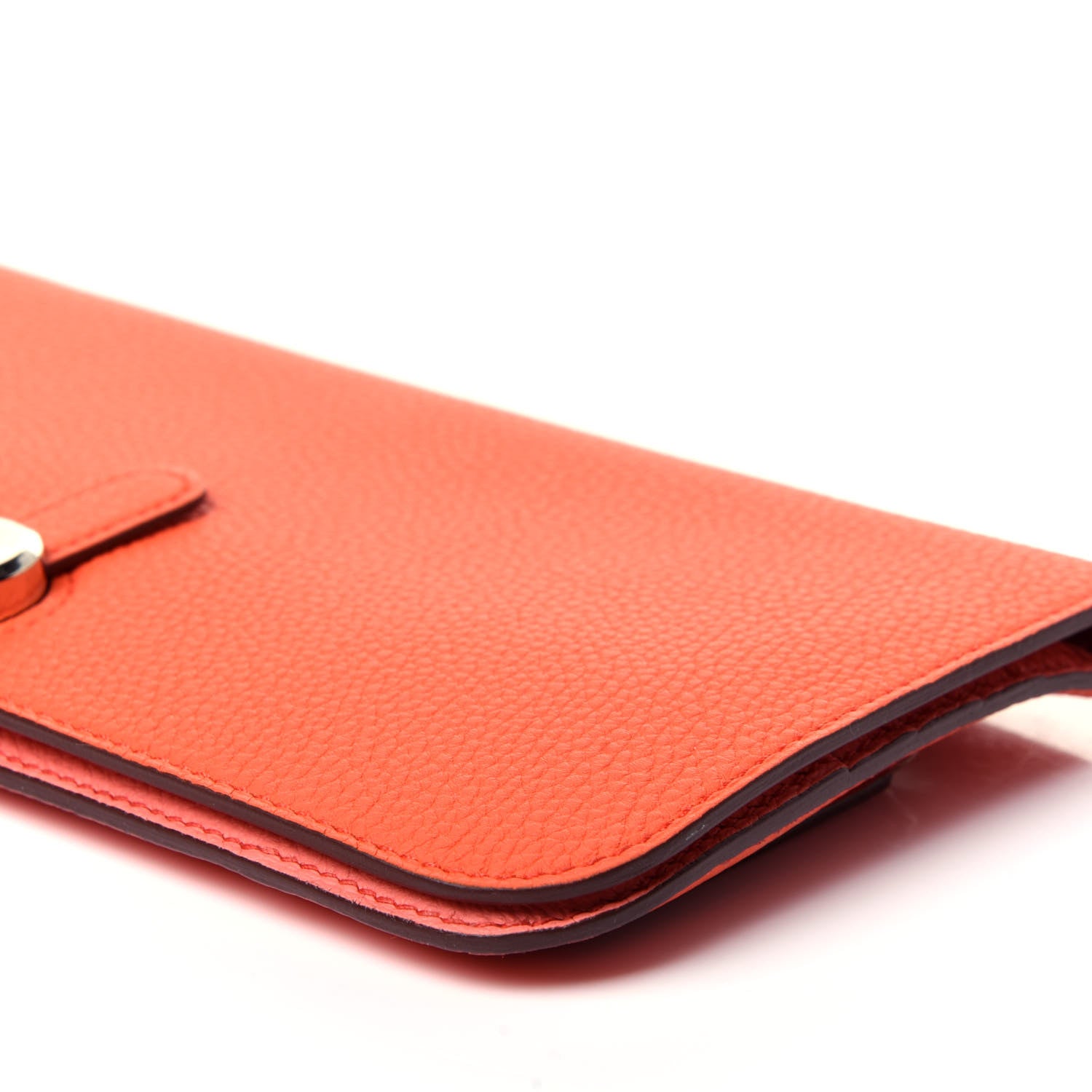 Hermes Togo Dogon Recto Verso Wallet Orange Poppy Rose Candy 10 of 12