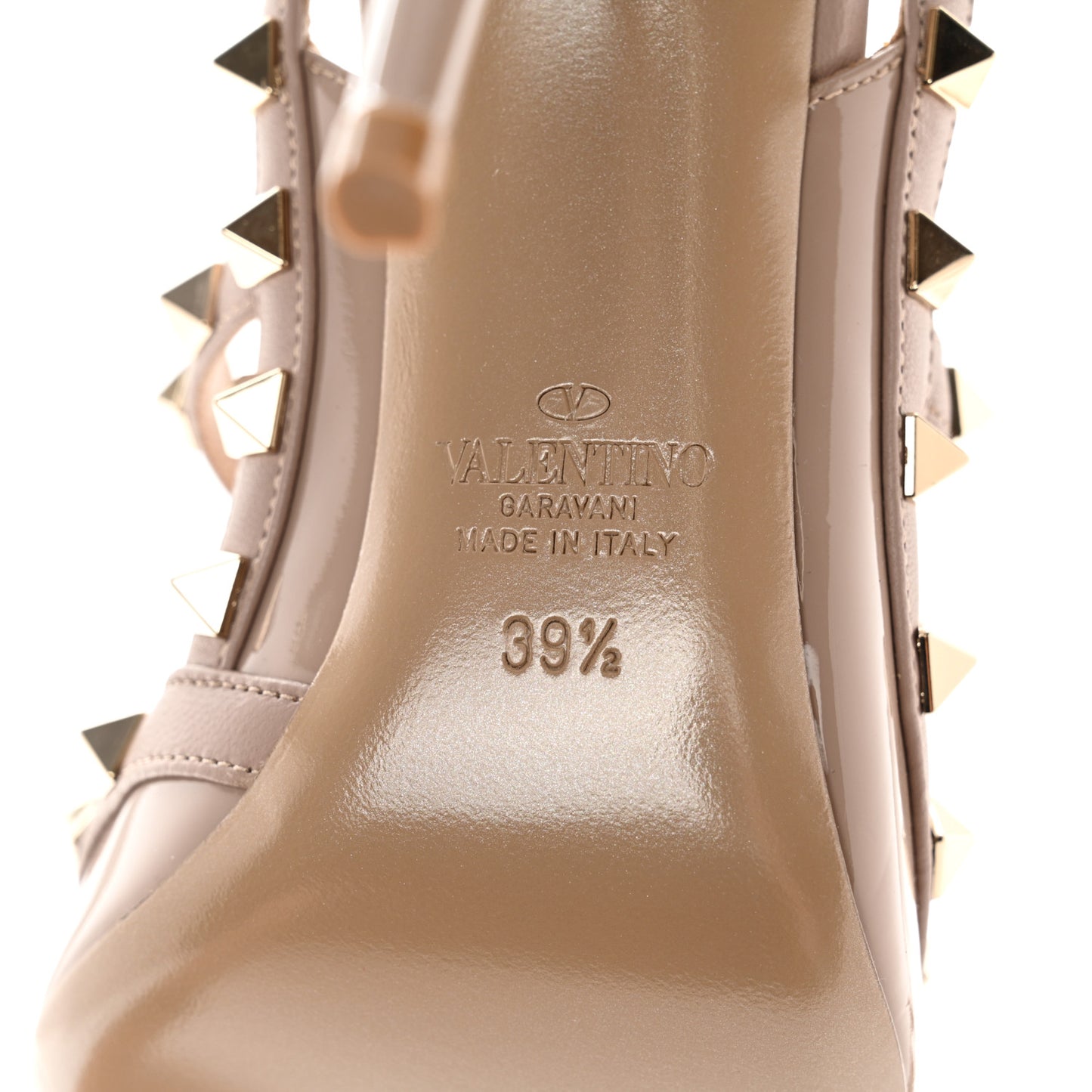 Patent Nappa Rockstud Ankle Strap 100mm Pumps 39.5 Poudre