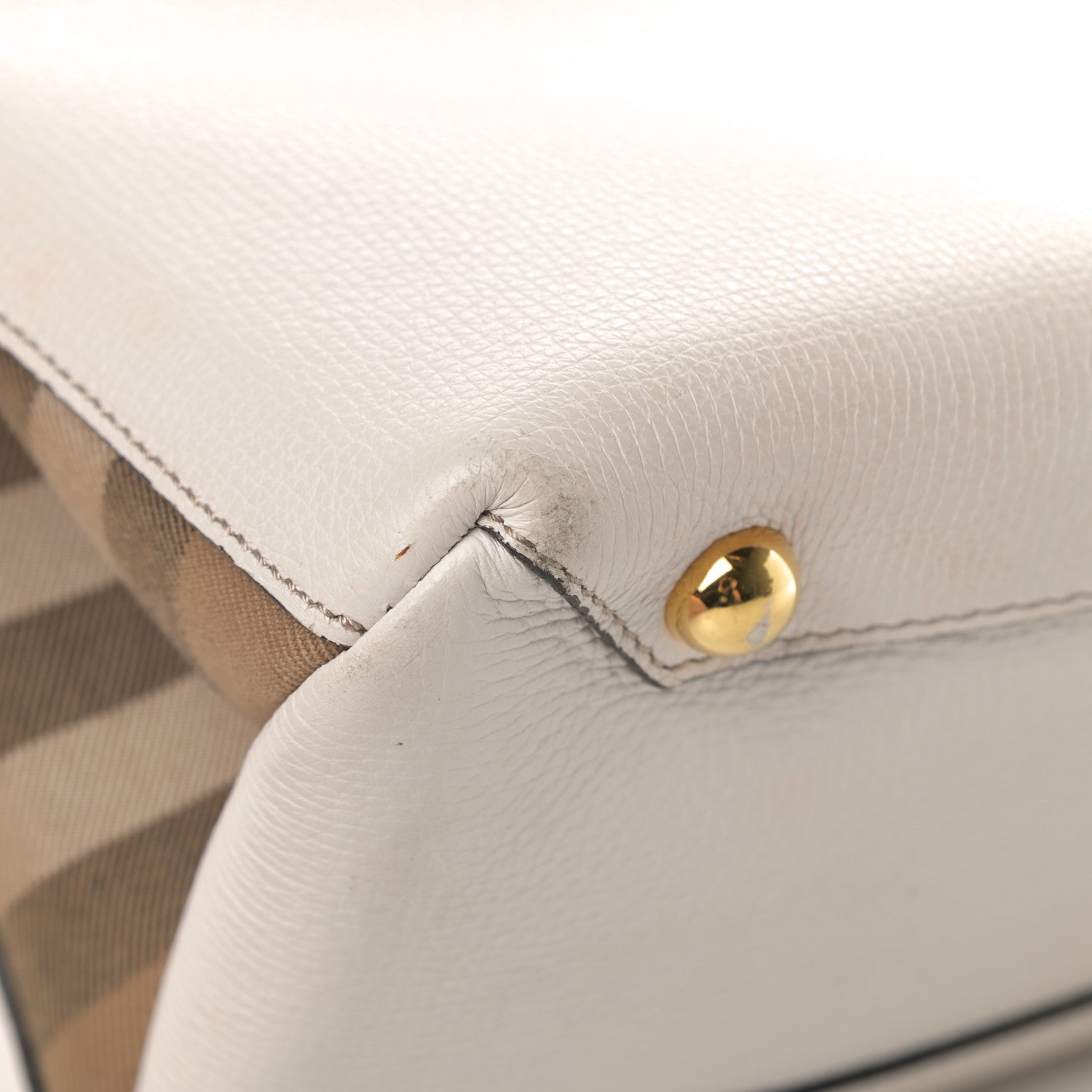 Burberry Derby Calfskin House Check Medium Banner Tote Beige 12 of 12
