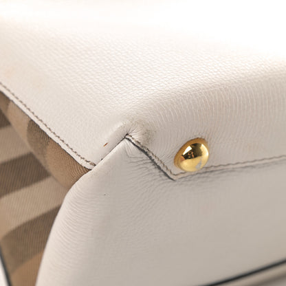 Burberry Derby Calfskin House Check Medium Banner Tote Beige 12 of 12