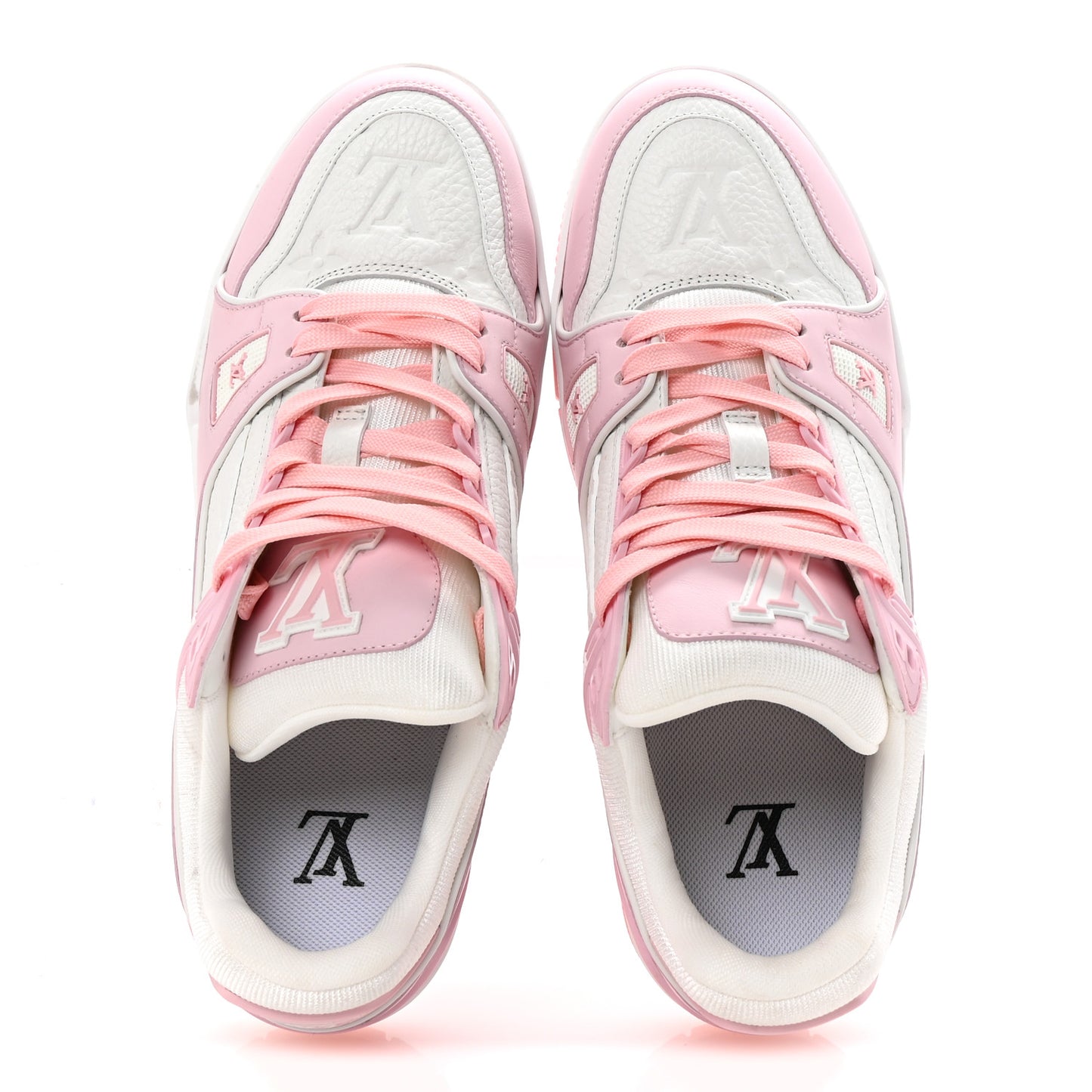 Calfskin Monogram Womens LV Trainer Sneakers 39.5 Light Pink