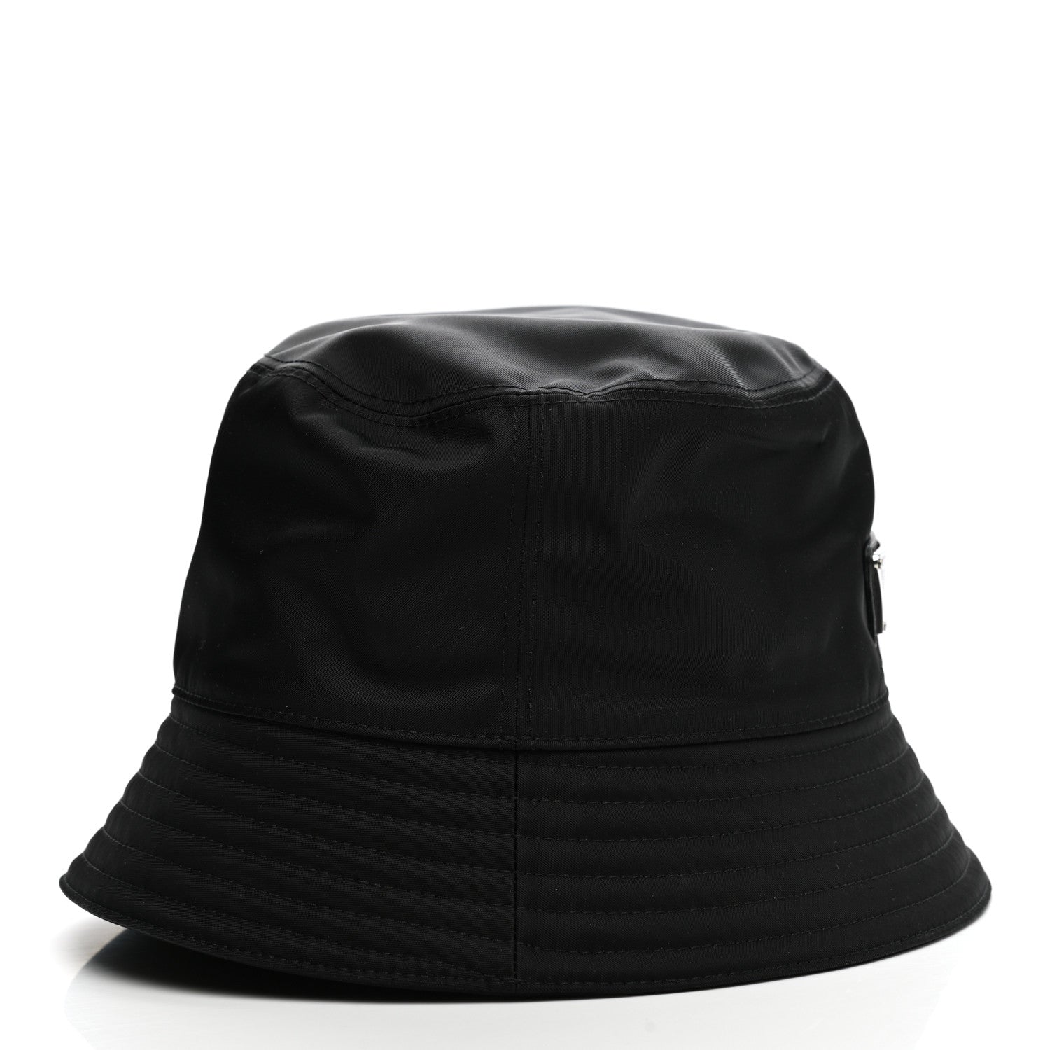 Prada Re-Nylon Metal Triangle Logo Womens Bucket Hat M Black 6 of 8