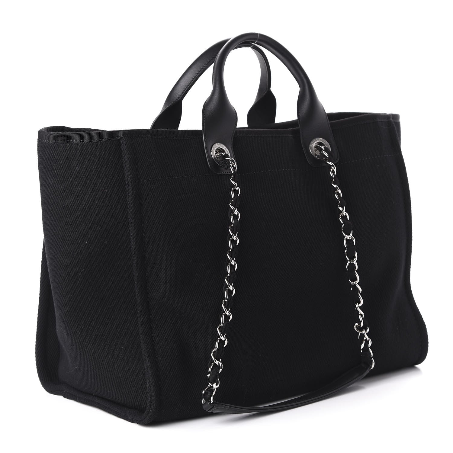 Chanel Canvas Pearl Medium Deauville Tote Black 3 of 10