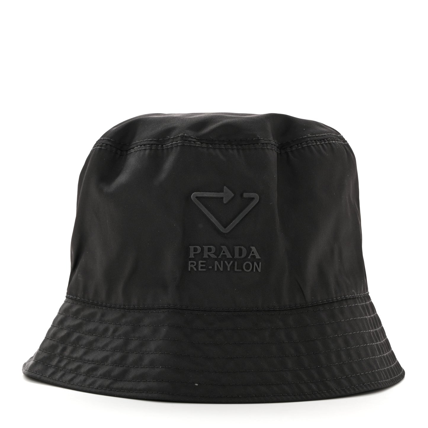 Re-Nylon Metal Triangle Logo Womens Bucket Hat M Black