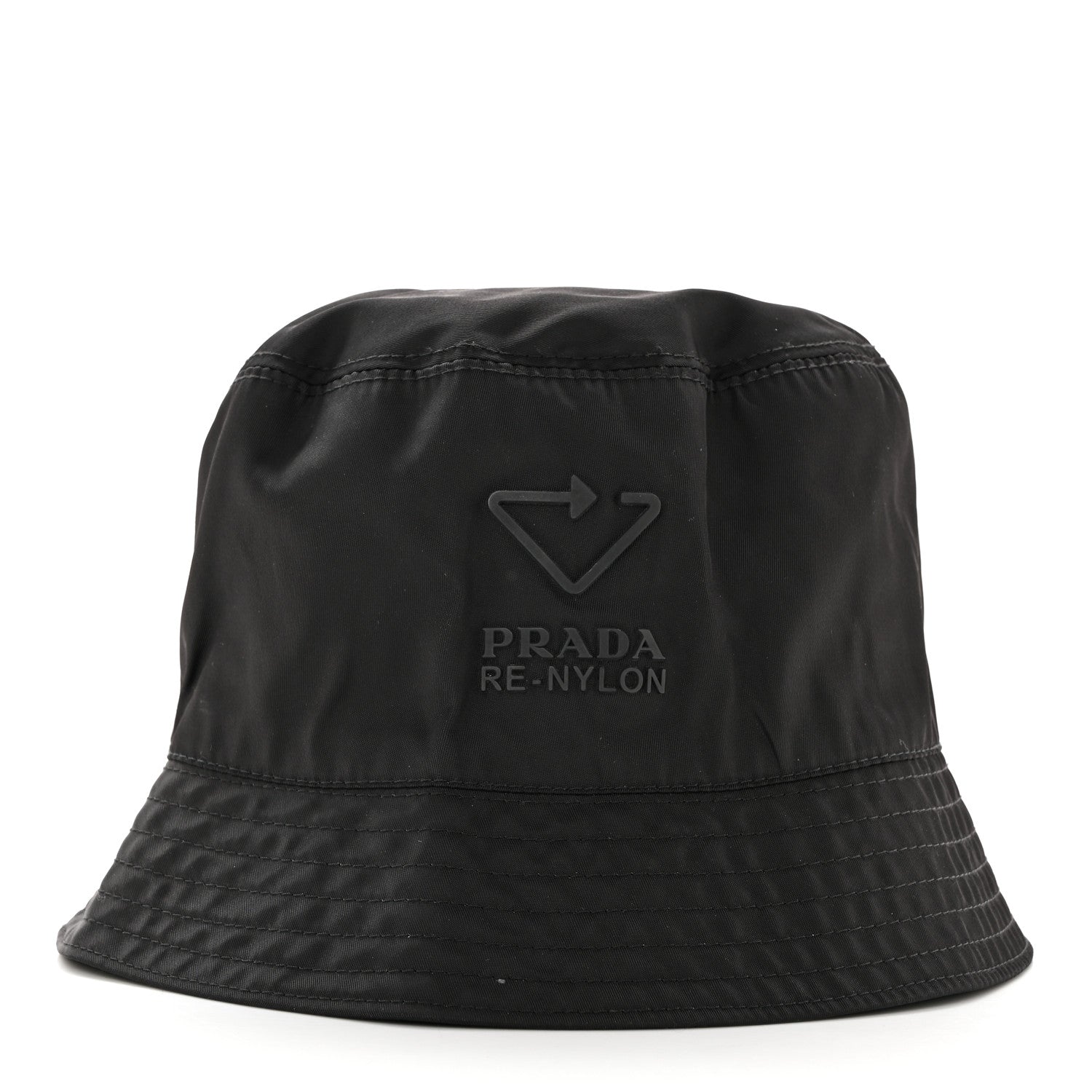 Prada Re-Nylon Metal Triangle Logo Womens Bucket Hat M Black 6 of 9