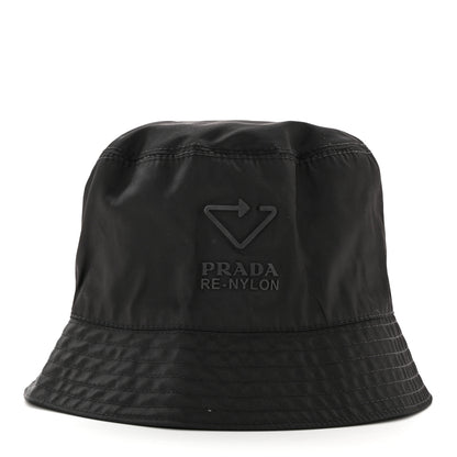 Prada Re-Nylon Metal Triangle Logo Womens Bucket Hat M Black 6 of 9