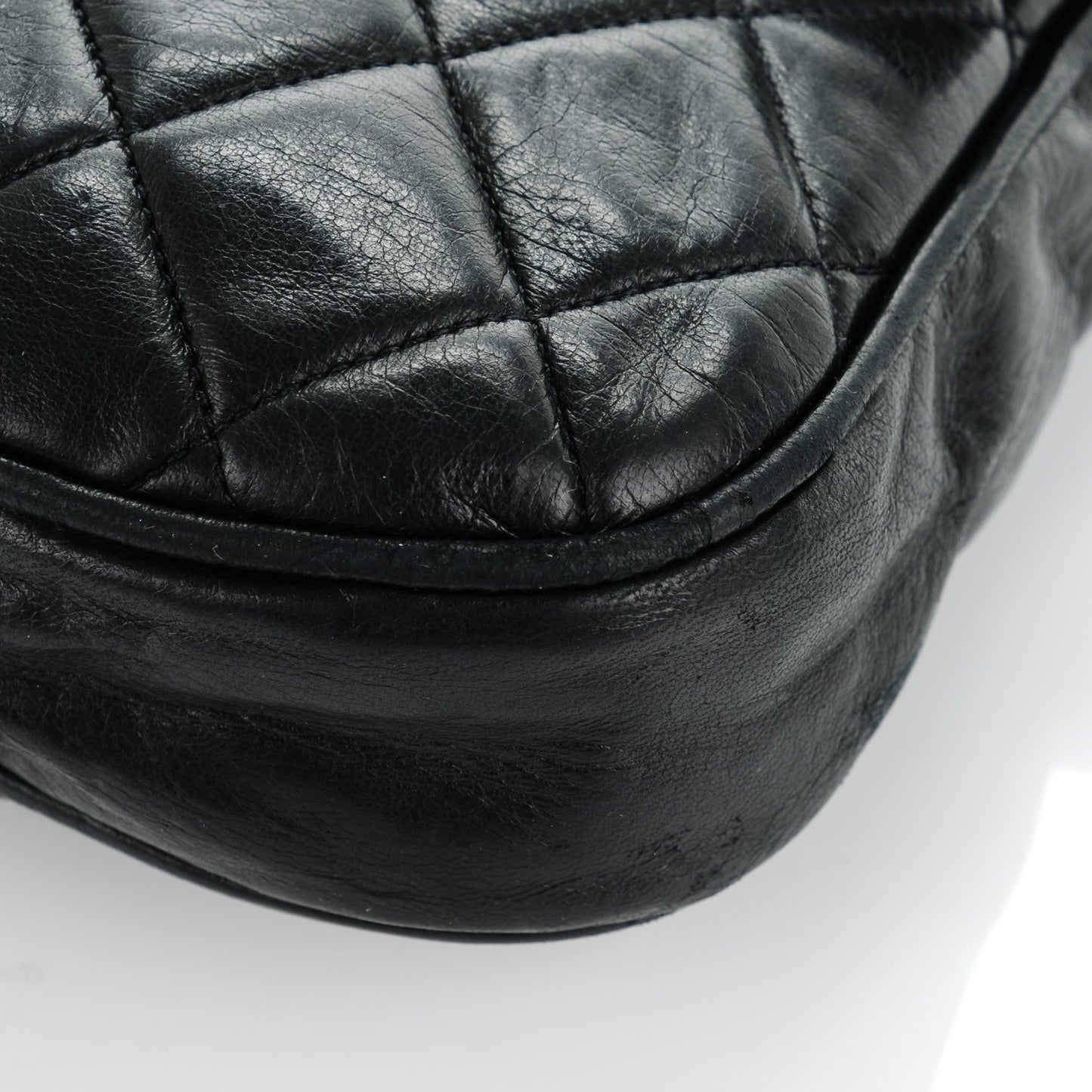 Lambskin Quilted Flap Shoulder Bag Black