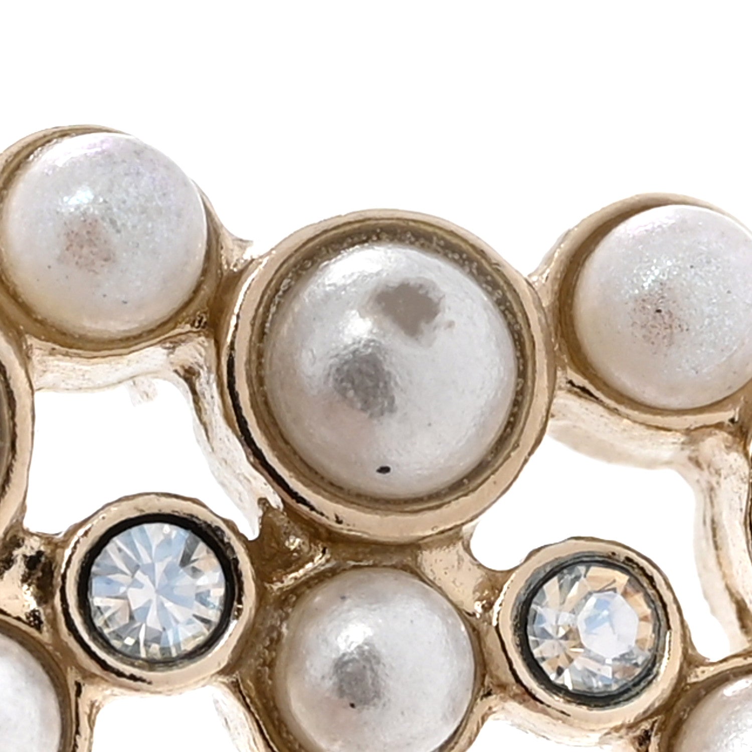 Chanel Pearl Crystal CC Brooch Gold 6 of 7
