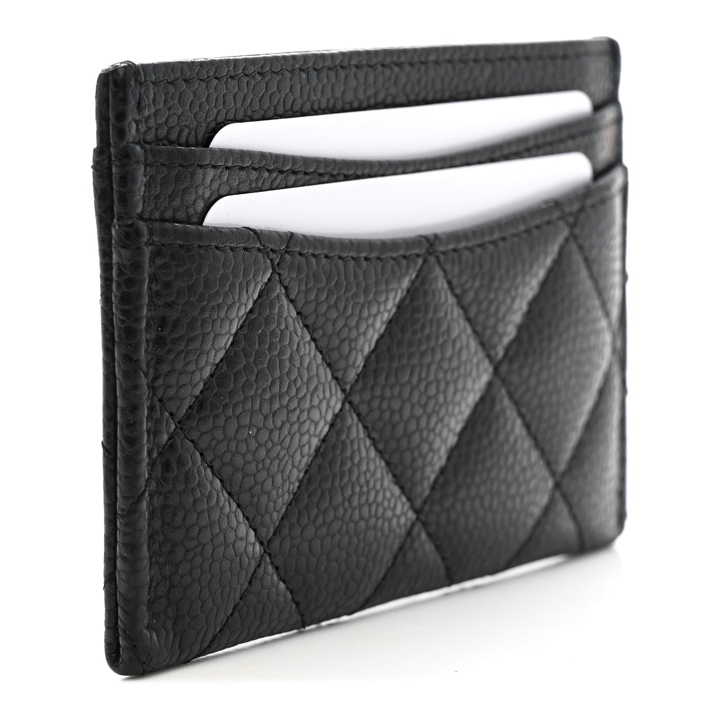 Caviar Quilted Card Holder Black