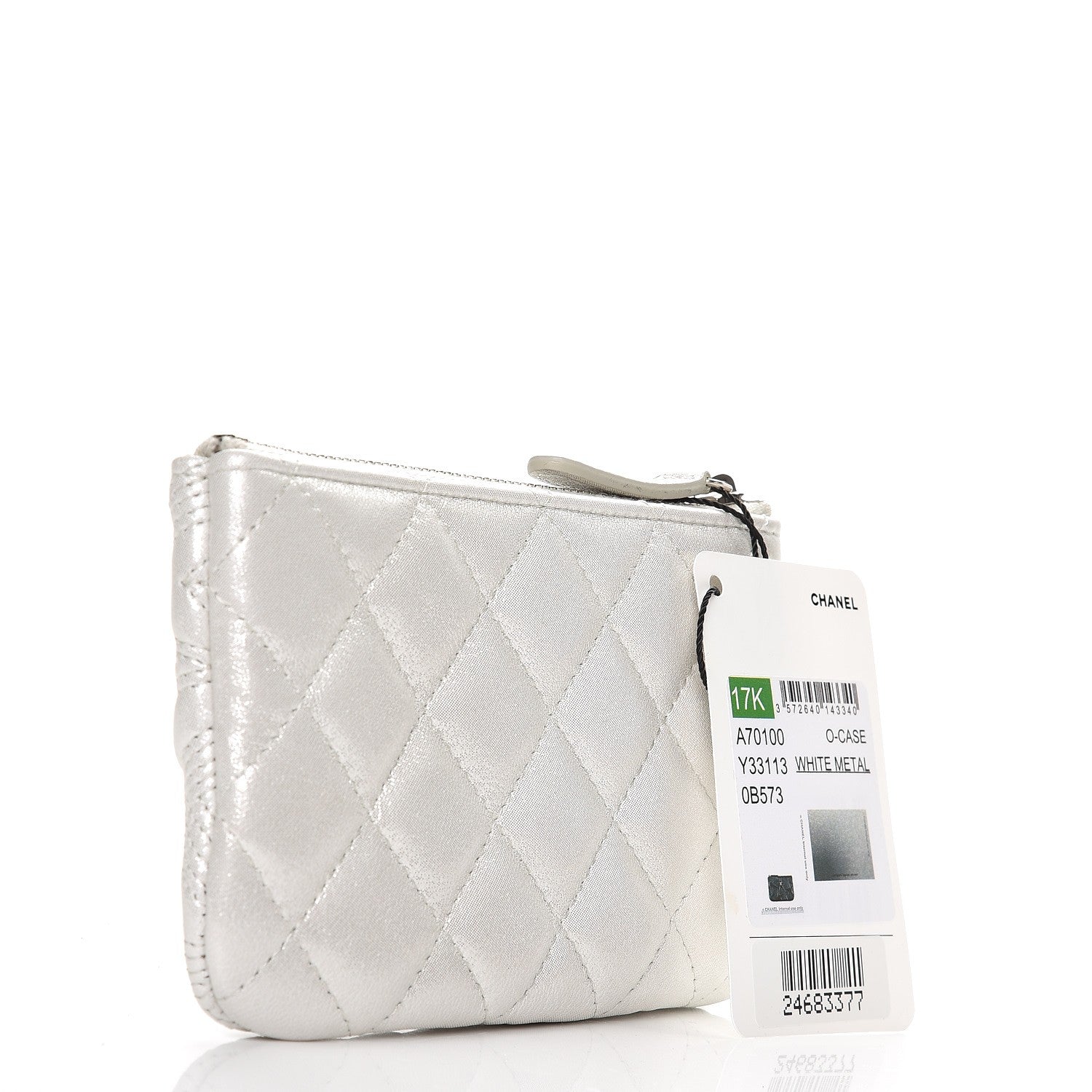 Chanel Metallic Lambskin Star Embossed Coin Purse Case Silver 3 of 8
