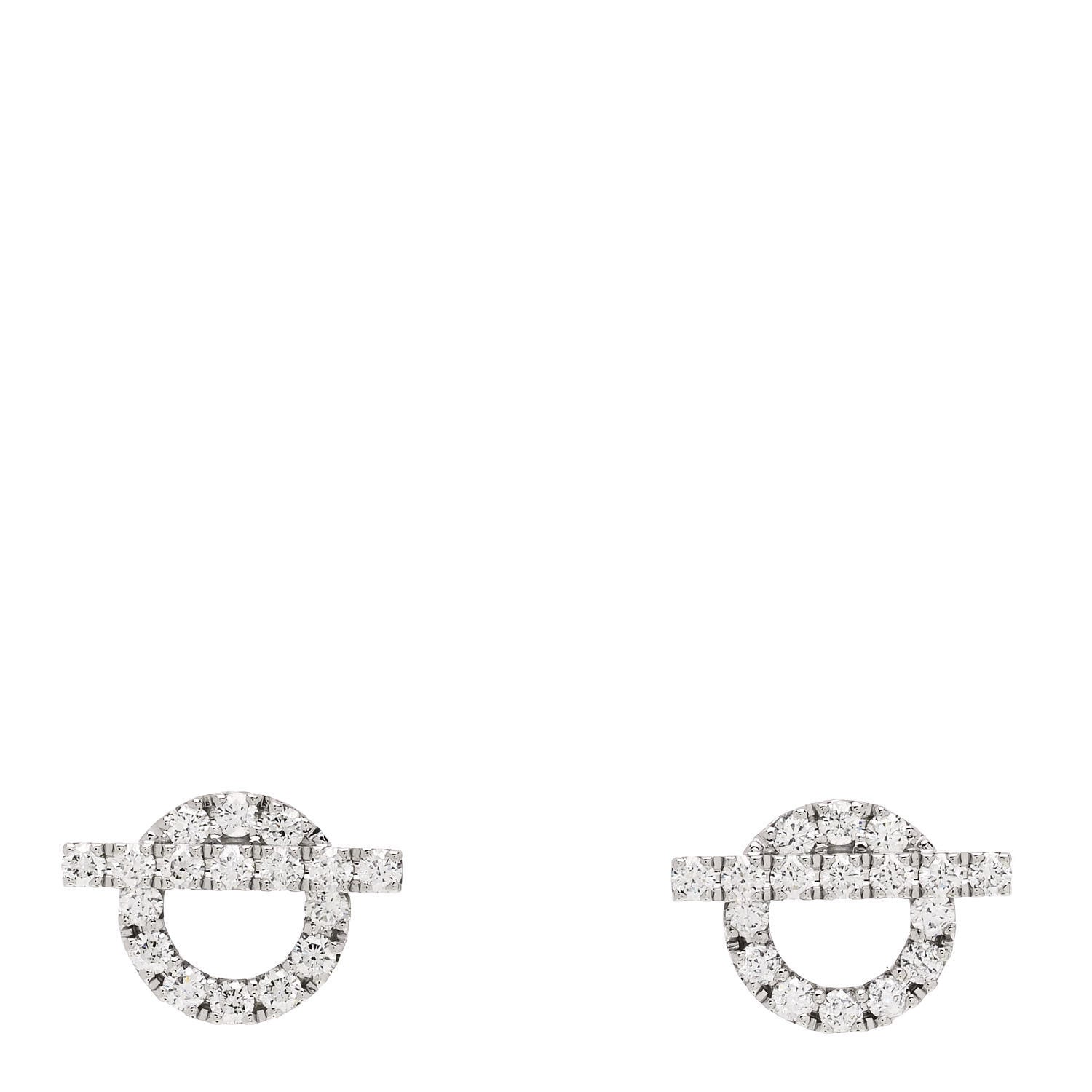 Hermes 18K White Gold Diamond Finesse Earrings 1 of 5