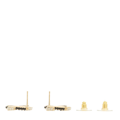Chanel Crystal CC Earrings Gold Black 3 of 5