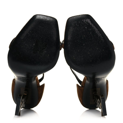 Saint Laurent Suede Calfskin Opyum 110 Sandals 37 Cachemere Gold 5 of 8