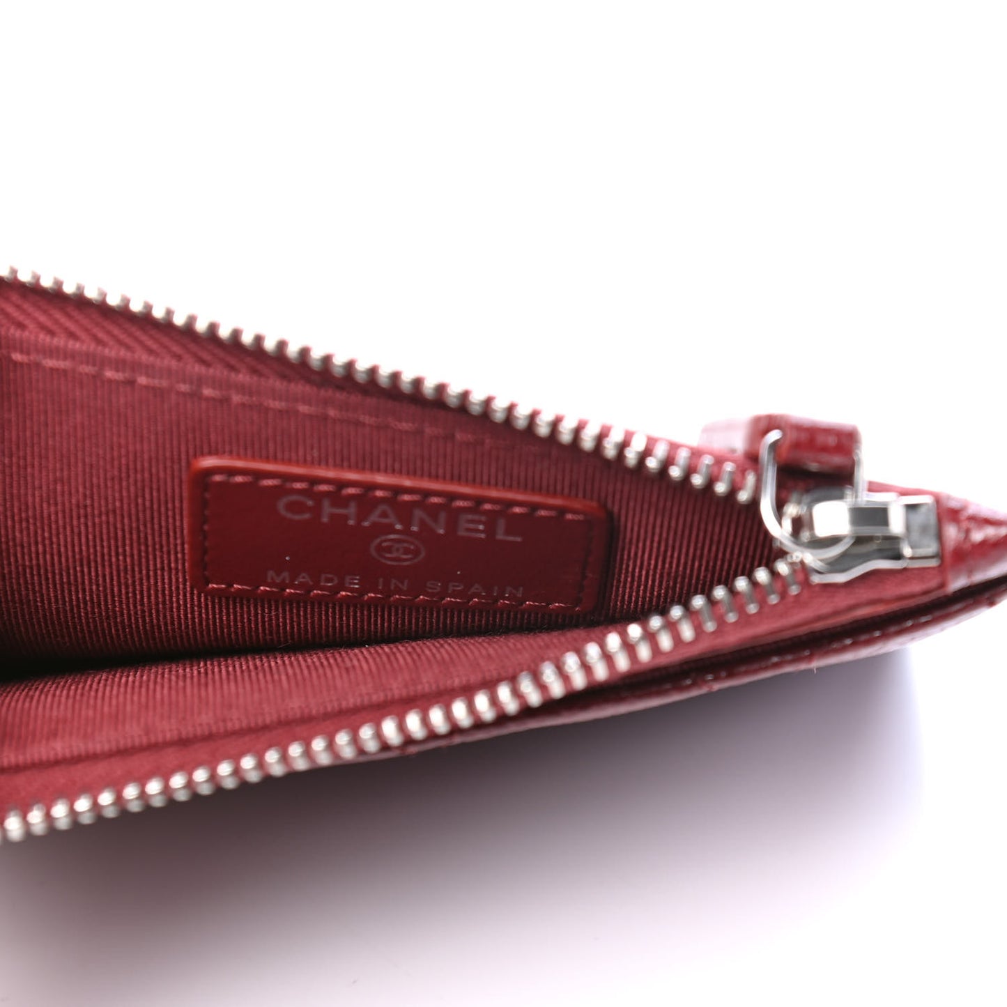 Caviar Quilted CC Zip Card Holder Burgundy