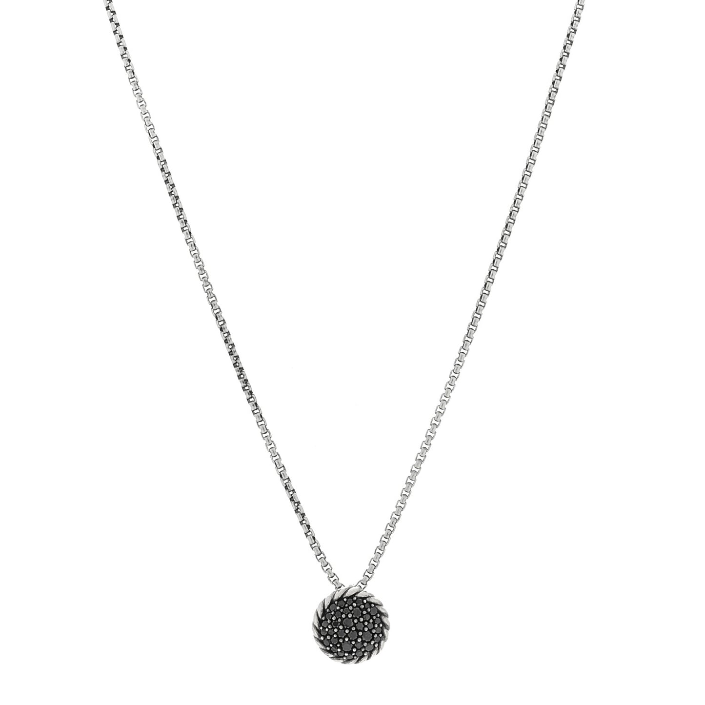 Sterling Silver Black Diamond 8mm Petite Chatelaine Pendant Necklace
