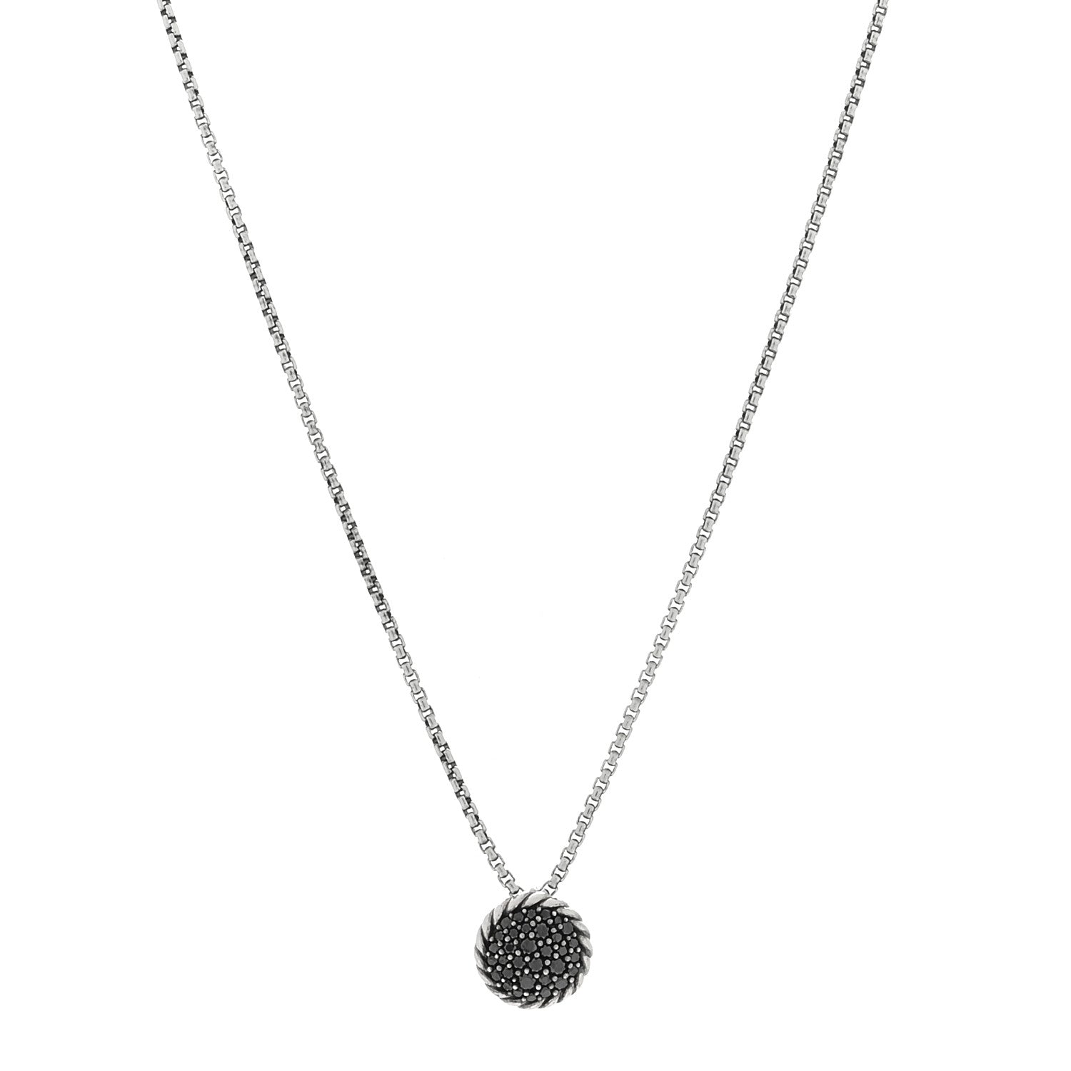 David Yurman Sterling Silver Black Diamond 8mm Petite Chatelaine Pendant Necklace 1 of 3