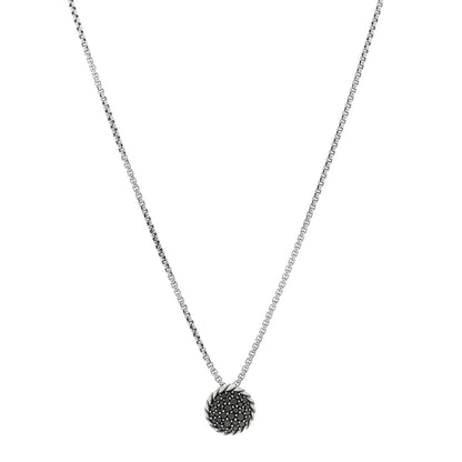 David Yurman Sterling Silver Black Diamond 8mm Petite Chatelaine Pendant Necklace 1 of 3