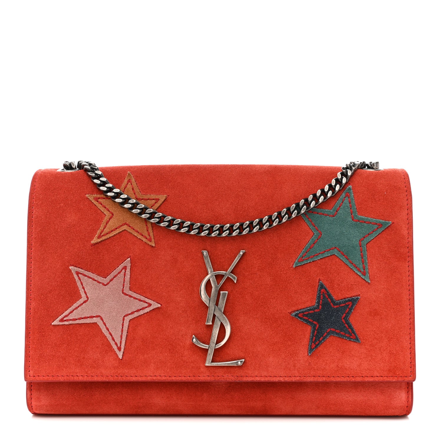 Saint Laurent Suede Star Medium Classic Monogram Kate Satchel Berry Red 1 of 15