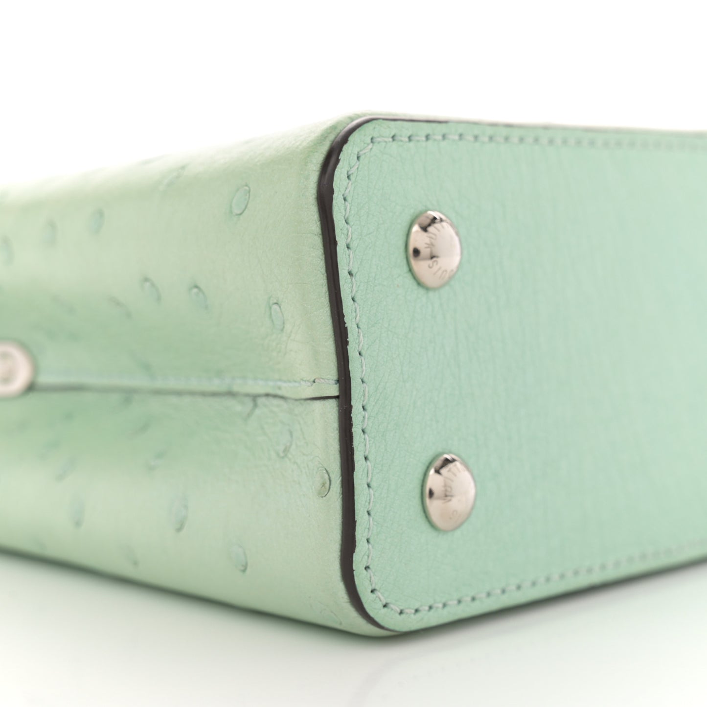 Iridescent Ostrich Capucines Mini Vert d’Eau